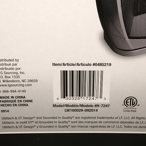 Optimus H-7247 1500-Watt Portable Oscillating Ceramic Heater, Silver, New In Box - Picture 6 of 7