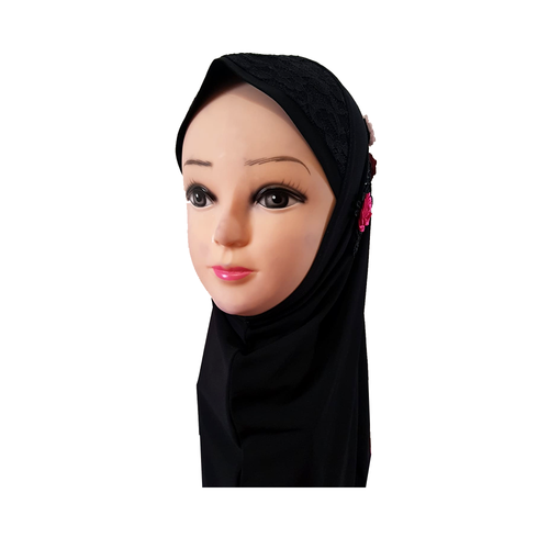 Pull on Instant Fancy three Flowers Hijab Head wear Muslim one piece for girls - Picture 9 of 15