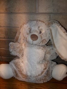 DOUDOU LAPIN TEX CHINE MARRON BEIGE AVEC MOUCHOIR mon doudou NEUF