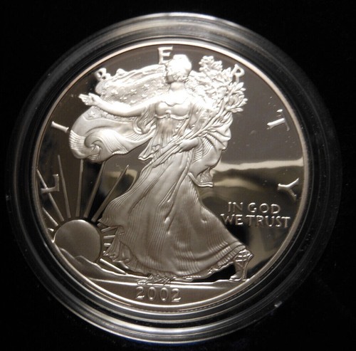 Moneta da 1 oz 2002-W Proof Silver American Eagle con scatola e certificato di autenticità - 1 oncia