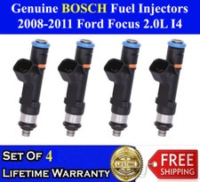  Genuine Bosch Set Of 4 Fuel Injectors For 08-11 Ford Focus Transit Connect 2.0L