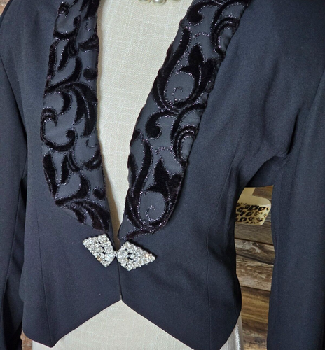 Criscione New York Black Jewel Felt Shawl Blazer Jacket Size L *EXCELLENT* - Picture 4 of 6