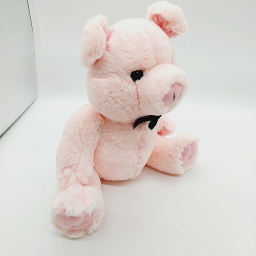 Steven Smith Pink Pig Plush 11 Inch Stuffed Animal Wearing Black Bow Tie - Picture 5 of 7
