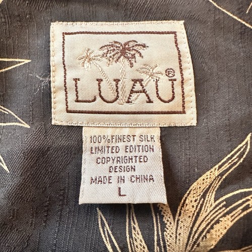 LUAU Vintage Black & Tan Silk Floral Hawaiian Tropical Shirt Limited Edition L - Picture 3 of 13