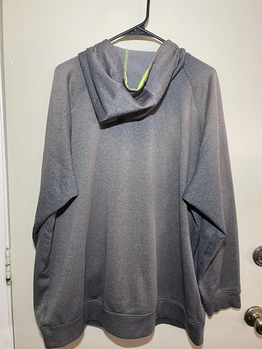 adidas hoodie herren.  Gr. 2XL grau/lindgrün. Großes Brustlogo - Bild 2 von 3