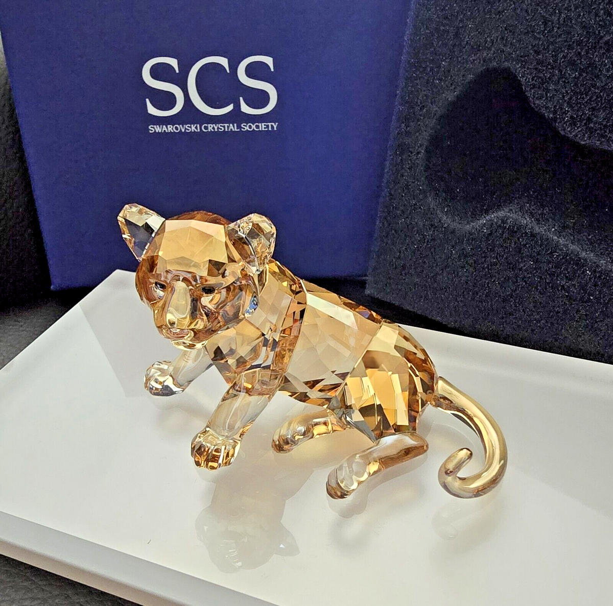 Swarovski SCS Tiger Cub Sitting Signed by Artist Crystal Figurine