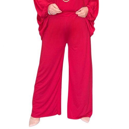 PANTALÓN MUJER ROCKTHOSECURVES TALLA GRANDE LISO ELÁSTICO CINTURA PIERNA ANCHA PALAZZO - Imagen 40 de 48
