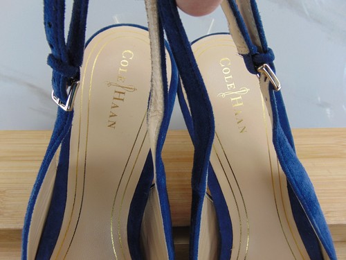 COLE HAAN ~ NikeAir Peep Toe HIGH HEEL Pumps Shoe Blue SUEDE Leather ~ 8.5 B - Picture 3 of 8