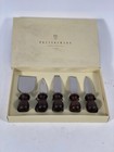 Pottery Barn Boxed Set of Five Cheese Knives Stainless Steel Wood Handles