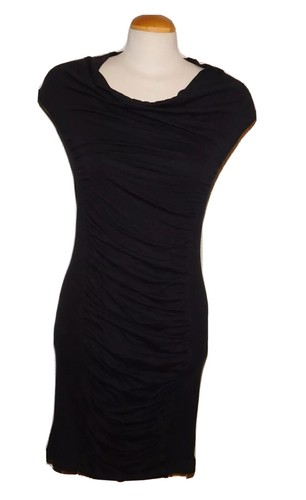 KENNETH COLE Little abito nero con balze maglia elasticizzata donna tg M - Foto 2 di 8