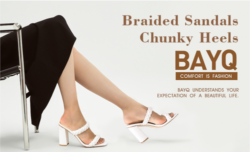 Bayq Damen-Sandalen mit geflochtenem Absatz eckige Zehenpartie klobiger Blockabsatz weiß 8,5 - Bild 3 von 8