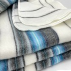SOFT & WARM WHITE BLUE STRIPED ALPACA LLAMA WOOL BLANKET THROW QUEEN 90"x65"