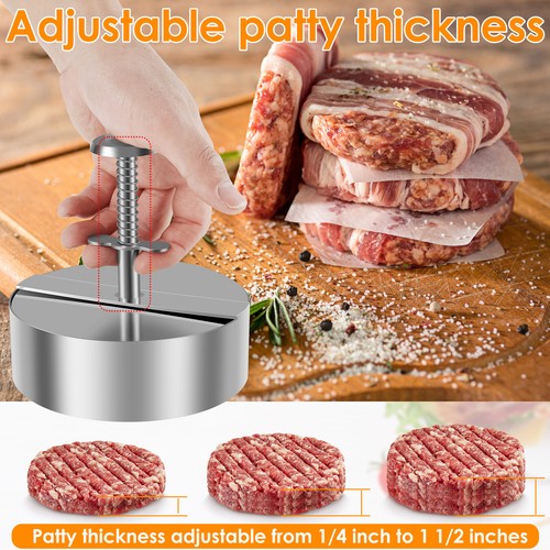Burger Press Stainless Steel Hamburger Press Patty Maker Adjustable Burger guYwo - Picture 2 of 12