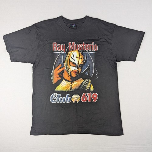 Vintage Y2K Ray Rey Mysterio Club 619 T-Shirt Size: Large Black Tee Wrestling - Picture 1 of 7