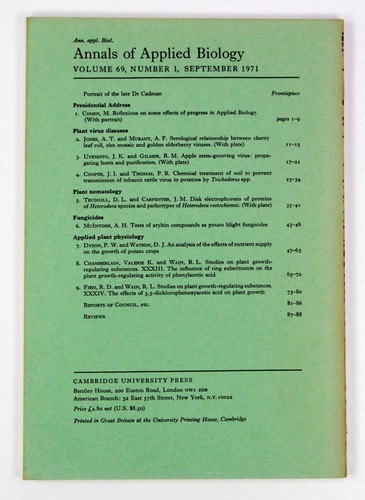 Annals of Applied Biology 1971 Cambridge Association Of Applied Biologists - Foto 19 di 24