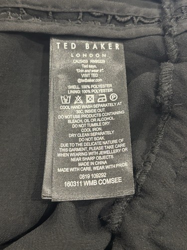Ted Baker Comsee Black Zip Up Long Sleeve Lace Blouse Top ~ Size 3 UK 12 - Imagen 9 de 11
