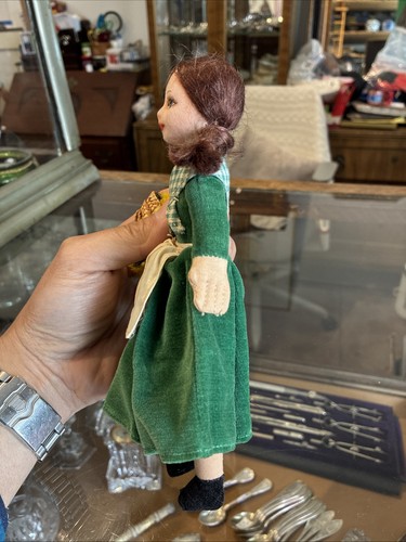 Vintage Norah Wellings Auburn Hair Irish Woman Cloth Doll Fabric Tag 8” Apron - Bild 5 von 18