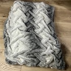 New Matalan luxury grey ombré weaved texture faux fur throw 130x150cm