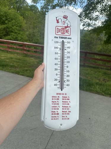 Vintage Drydene Motoröle Fette Werbung Thermometer Gas Öl Schild