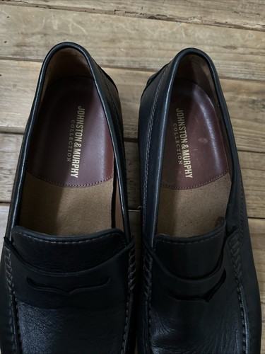 Johnston & Murphy Men's Black Sheepskin Baldwin Driver Penny Loafer Sz 10.5M - Picture 2 of 8