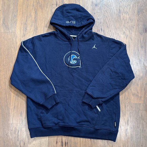 Vintage Georgetown Hoyas Hoodie Mens L Blue Jordan Jumpman Elite Basketball Nike - Picture 2 of 14
