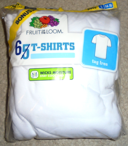 Fruit of the Loom New Boys undershirt white pack of 6 size Large 14-16 tag free - Bild 8 von 8