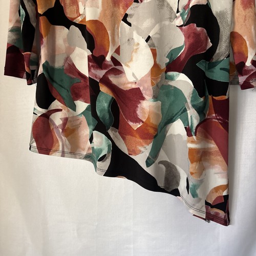 JM Collection Women 3/4 Sleeve Keyhole Front Cascading Fall Multicolored Top M - Picture 5 of 9