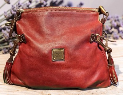 Dooney Bourke Bordeaux Burgundy Florentine Toledo Leather Hobo Bag Rustic Retro