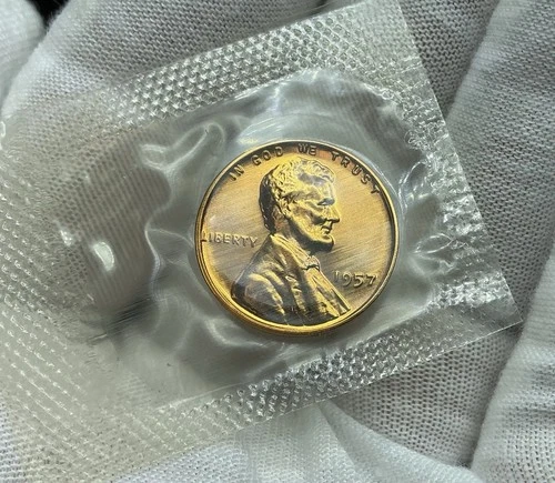 1957 Lincoln Wheat Cent Penny * Gem Proof Red * SEALED IN MINT CELLO * A376
