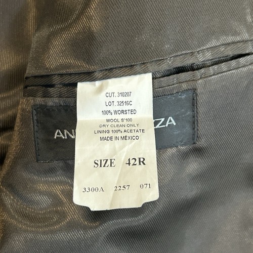 Andrew Fezza 100% Kammgarn Wolle 2-Teiler Anzug 42R Sakko 36R Hose Braun Mexiko - Bild 7 von 24