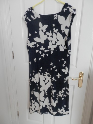 Phase Eight Navy/"White Butterfly Dress Size 14 VGC - Picture 3 of 3