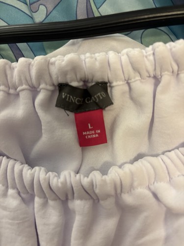 Vince Camuto Off The Shoulder Double Ruffle Blouse Women's L Ultra White Solid~ - Picture 4 of 7