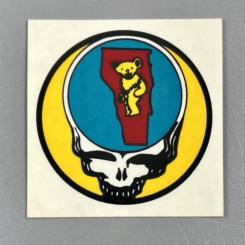 Vintage Grateful Dead Steal Your Face 3.5” Sticker Bear Skull Vermont 1990s