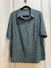 Duluth Trading Co. Green Short Sleeve Collared Tee Large Armpit To Armpit 23”