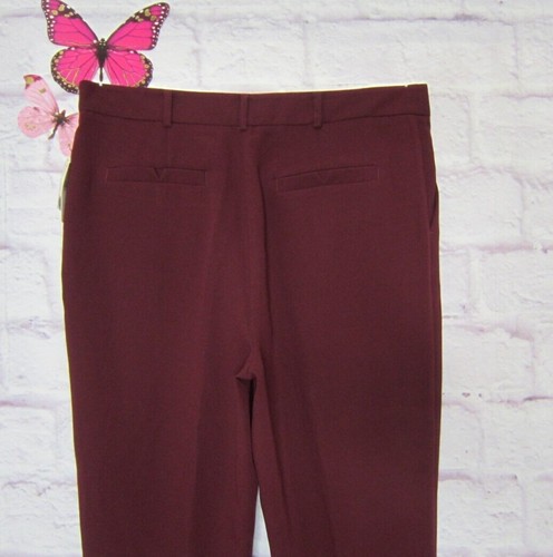 Anthropologie Sasha Button-fly Tapered Trousers Pants Burgundy Wine Size 12 New! - Picture 9 of 15