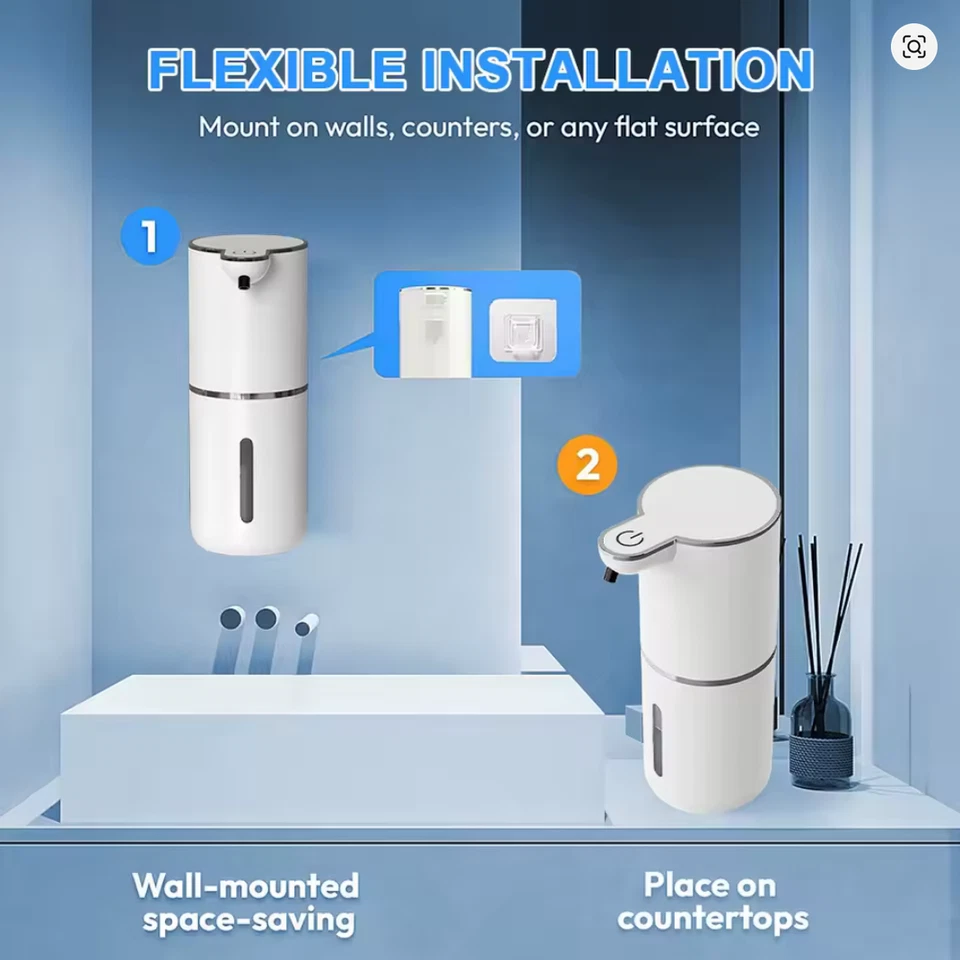 Distributeur Savon Automatique USB Sans Contact Mousse/Gel Salle de Bain FR - Photo 2/4