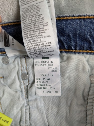 Levis 512 Jeans Mens 33x30 Blue Slim Taper Performance Denim Stretch Modern READ - Picture 16 of 16