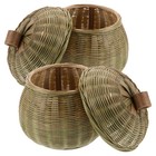  2 PCS Go Game Set Bamboo Jars with Lids Artisan Woven Chess Case