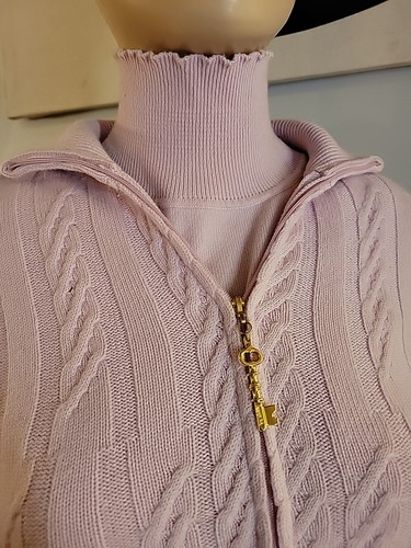 St John Cashmere Pink Twin Set Tank Cardigan Womens Size P Small **Flaw** - Picture 3 of 23