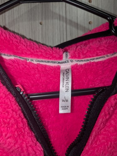 CALVIN KLEIN Girls L 14/16, Women XS/S, Performance Pink Fleece Jacket - Picture 3 of 4
