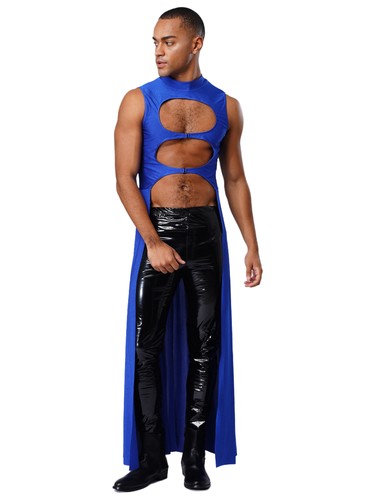 Mens Hero Cosplay Cloak Sleeveless Long Drape Cape for Halloween Themed Party - Picture 7 of 72