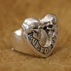 925 Sterling Silver Love Forever Skulls Heart Ring TA443A US Size 6~15 HZ