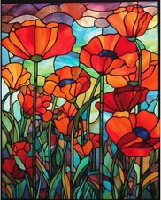 TOCARE Stained Glass Paint by Numbers Kit for Adults 16x20inch, Red Poppy