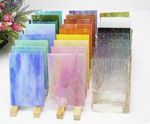 26 Sheets Sparkly Iridescent Stained Glass Sheets Variety Assortment Pack, Op... - Picture 1 of 4