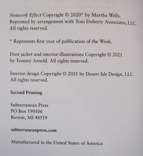 SIGNED 2nd Printing "Network Effect" Martha Wells 2023 HC DJ Subterranean Press - Picture 3 of 7