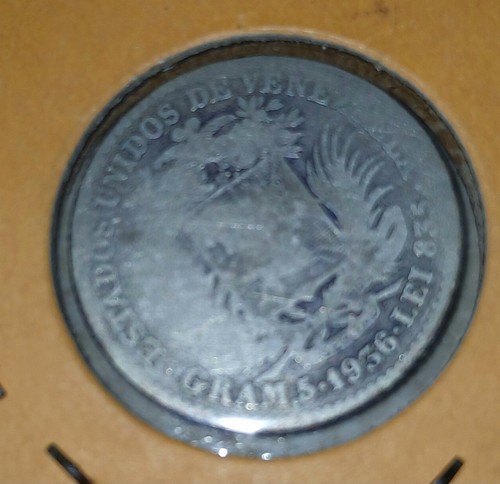 Venezuela 1936 2 Bolivares, Silver Coin. - Picture 2 of 2