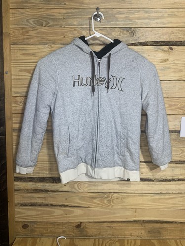 Hurley Sherpa Forrada Sudadera con Capucha Chaqueta Gris Cremallera Sudadera Para Hombre’s Grande - Imagen 16 de 16