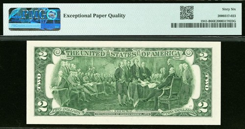 2017A $2 FRN PMG 66EPQ - Matching Radar Repeater Serial Numbers 64733746 - Picture 3 of 5