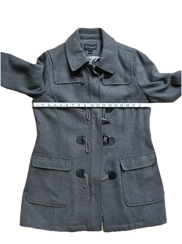 BANANA REPUBLIC Gray Wool Blend DUFFLE Toggle Zip PEA COAT SZ L - Picture 8 of 10