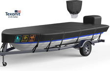 Heavy Duty 5 Layers 1200D Jon Boat Cover 14Ft - 16Ft with Motor Cover, 100 Wate